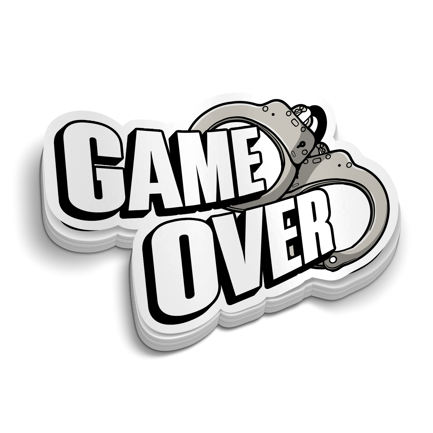 Game Over Hand Cuffs Police Sticker
