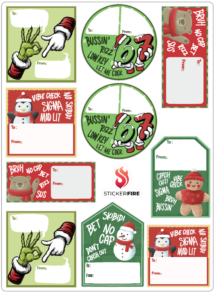 Kid's Gen Alpha Slang Christmas Gift Tags