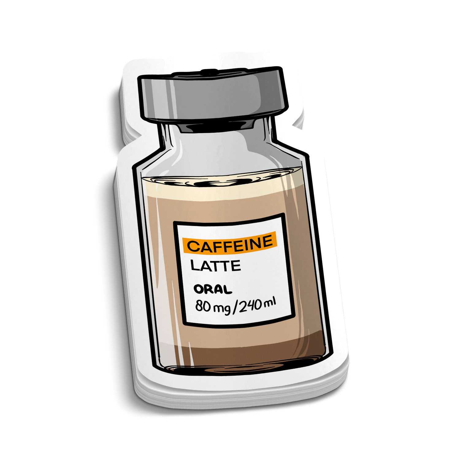 Caffeine Vile 80mg | Funny Medical Stickers