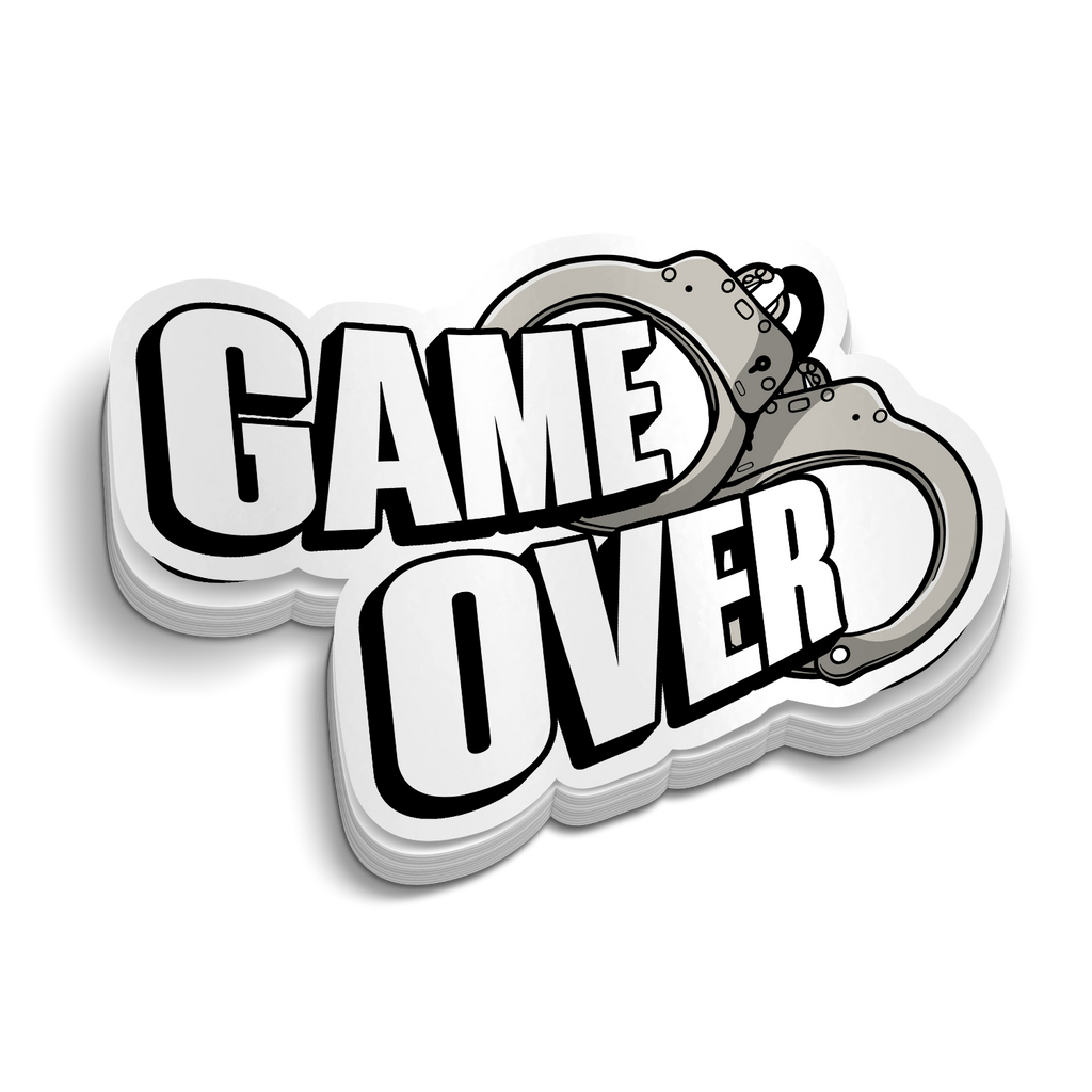 Game Over Hand Cuffs Police Sticker